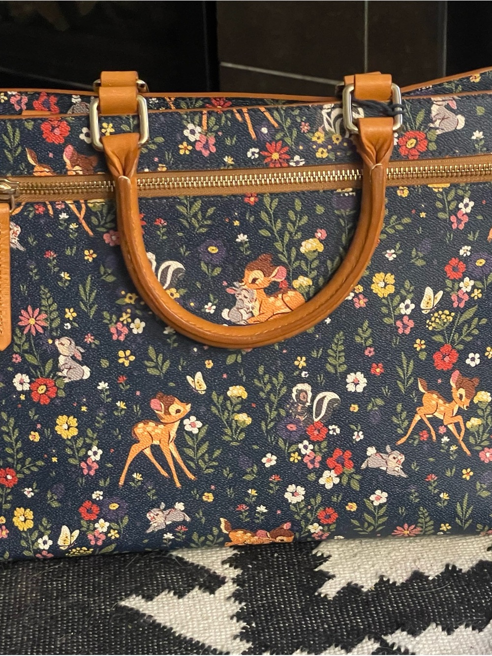 2023 Dooney & Bourke Navy Floral Bambi Satchel Bag - Picture 2 of 3
